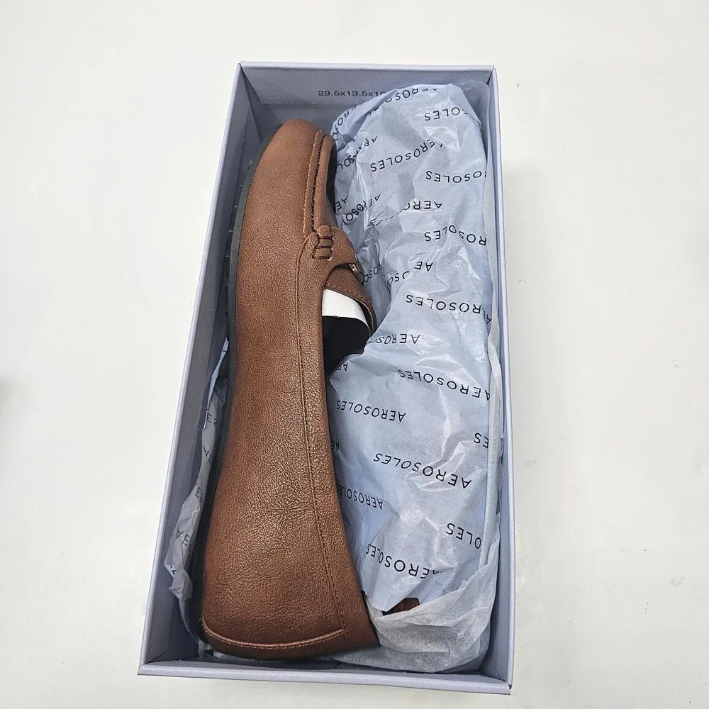 Women's Aerosoles Day Drive Slip On Loafers Sleek Tan Classic Shoes Size 10W